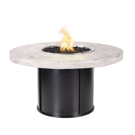 The Outdoor Plus Fresno Wood Grain, Steel Fire Pit 60,110V Play Electronic Ignition, Ebony Concrete Top, Liq. Propane OPT-FRS60EKIT-EBN-BLK-LP